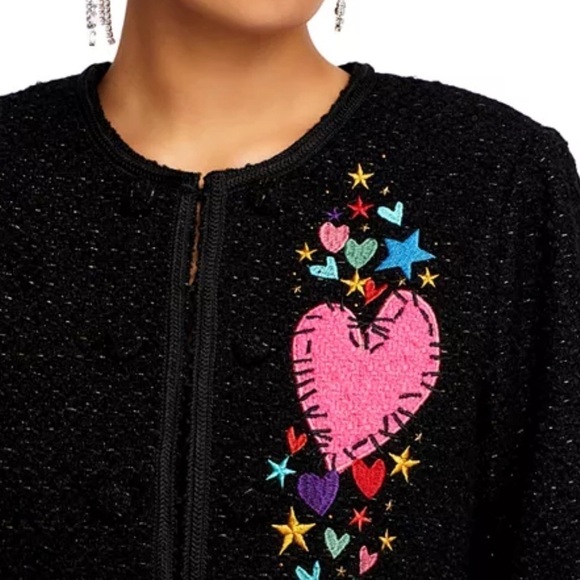 AQUA x Kerri Rosenthal Heart Patch Boucle Jacket XS STUNNING - Picture 4 of 11
